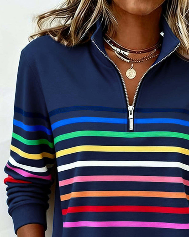 Marie | Color-Accent Zip Sweater