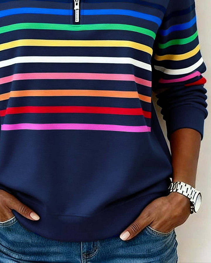 Marie | Color-Accent Zip Sweater