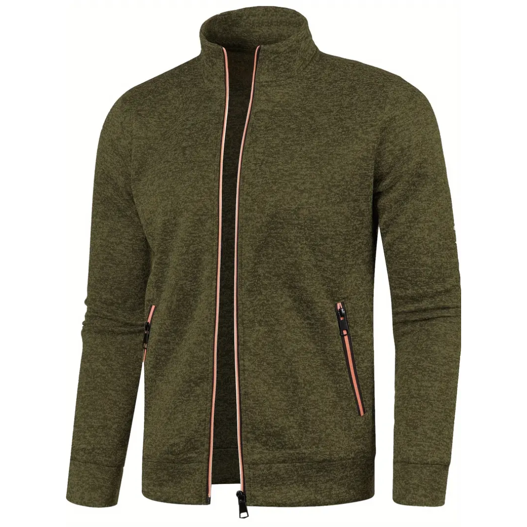 Jonas | Men's Sweat Jacket Stand-up Collar Full Zip Melange