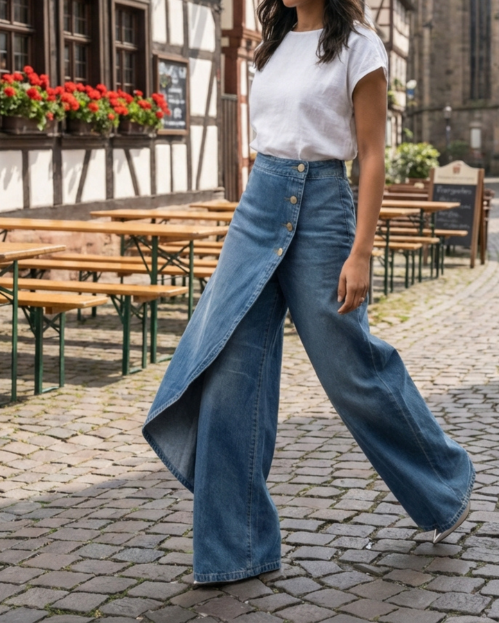 Abigail | Slim Fit Denim Wrap Design Jeans