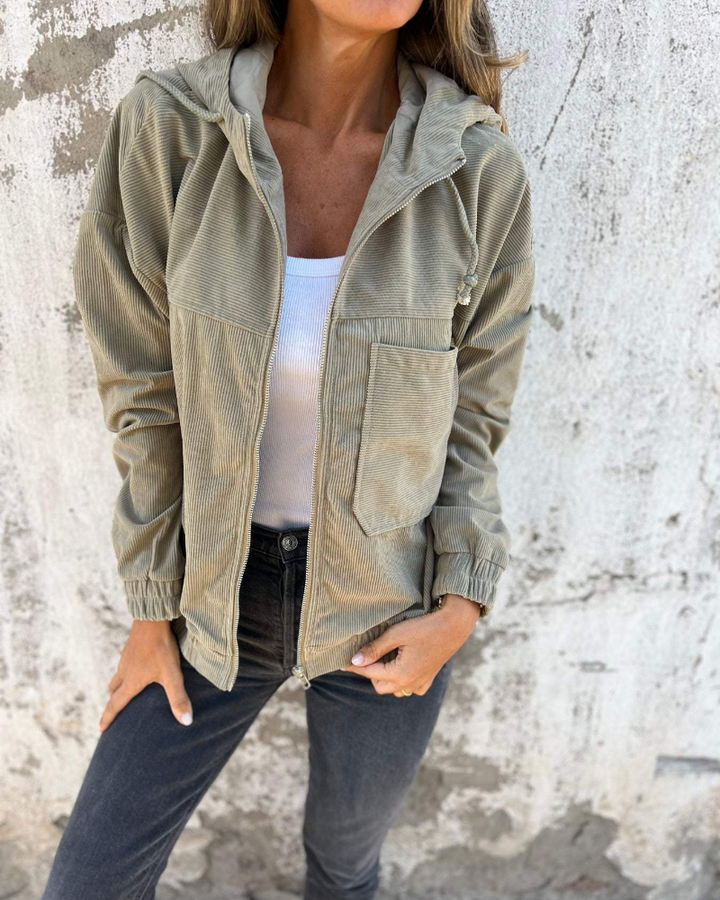 Danna | Cord Hooded Jacket with Zip