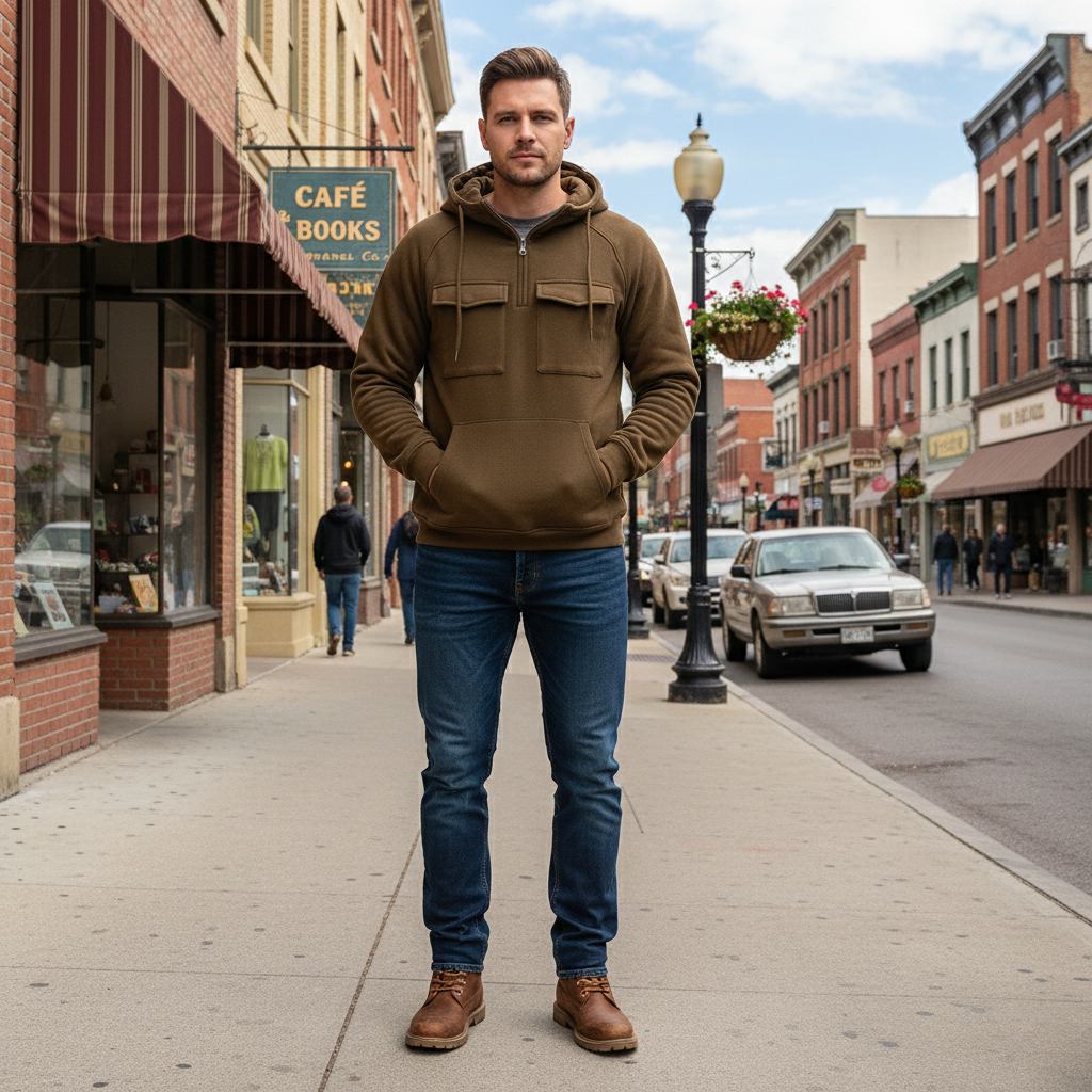 James - Vintage Hoodie with Multi-Pocket & Extra Warmth