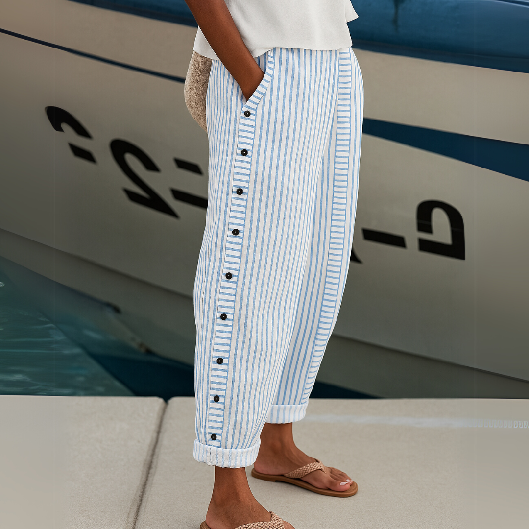 Sharon | Comfortable Striped Loose Fit Summer Trousers