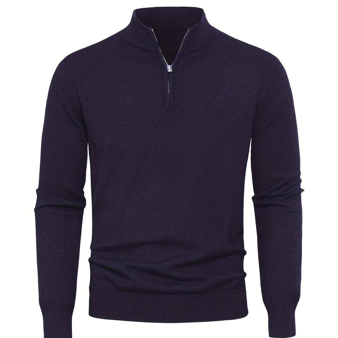 Men's Knitted Jumper with Half Zip