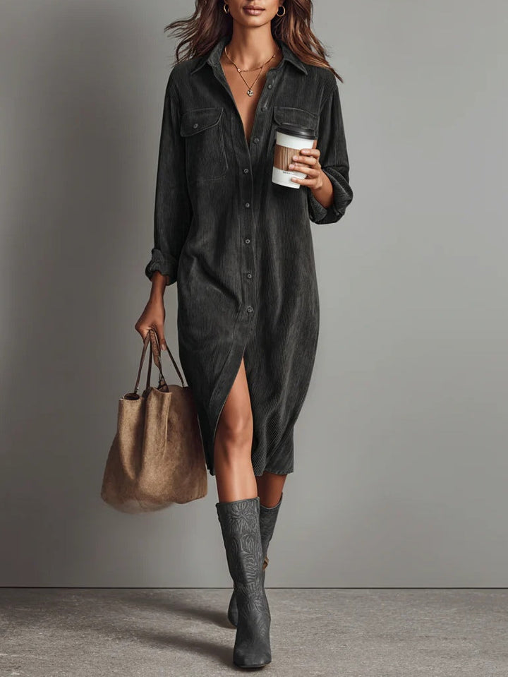 Mila – Loose Corduroy Midi Dress