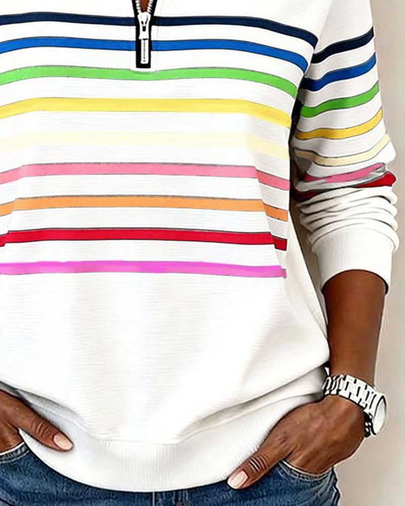 Marie | Color-Accent Zip Sweater