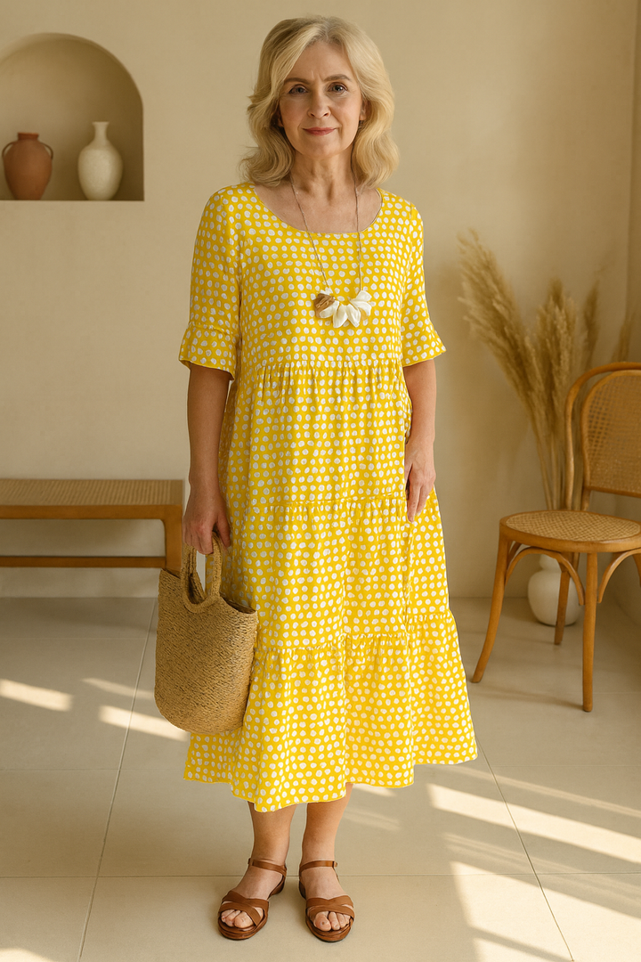 Noémie™ — Elegant Natural Flowing Midi Dress