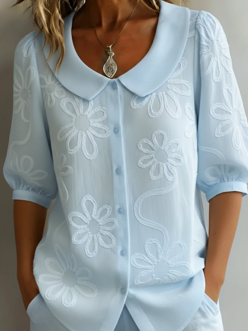 LORETTA | Women's Elegant Floral Lightweight Blouse — Flowy Fit