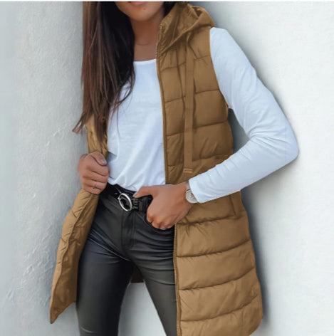 RAIN™ | Casual Sleeveless Hood Long Puffer Vest