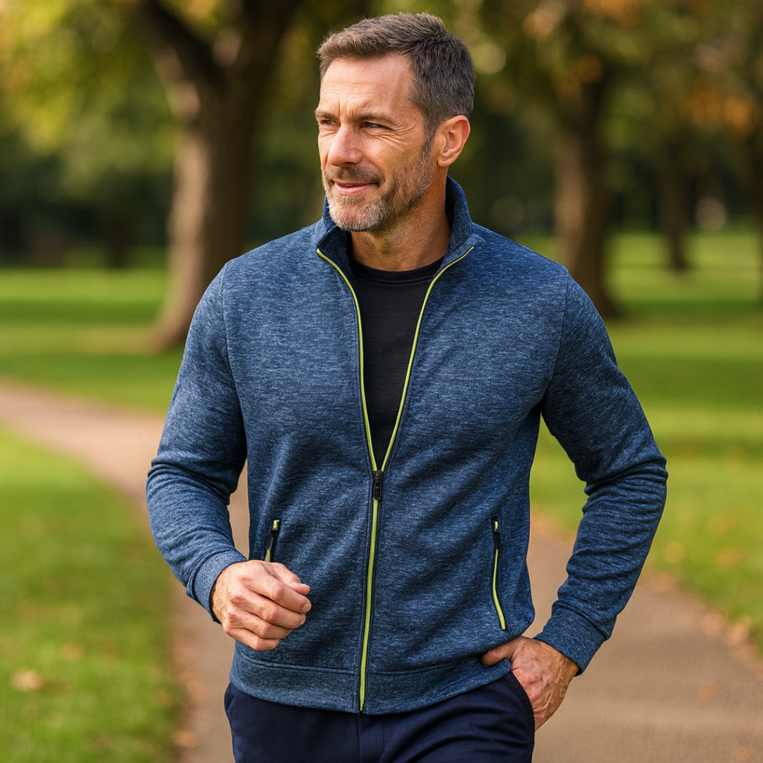 Jonas | Men's Sweat Jacket Stand-up Collar Full Zip Melange