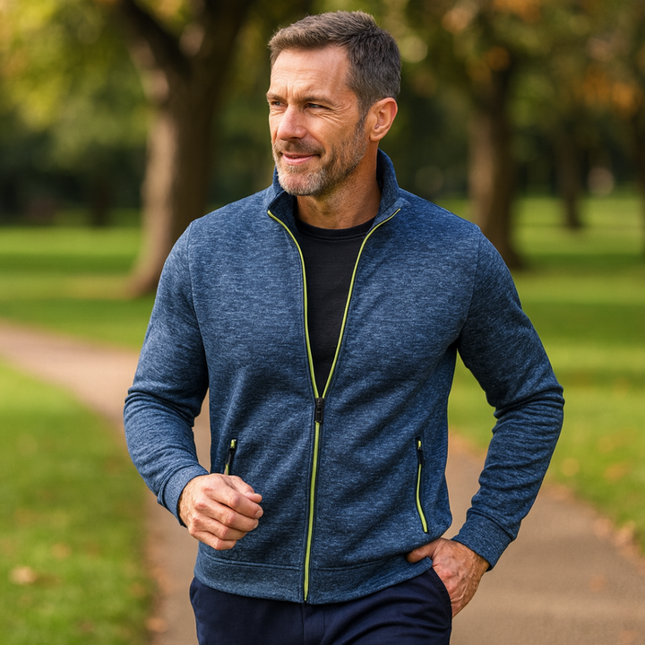 Jonas | Men's Sweat Jacket Stand-up Collar Full Zip Melange