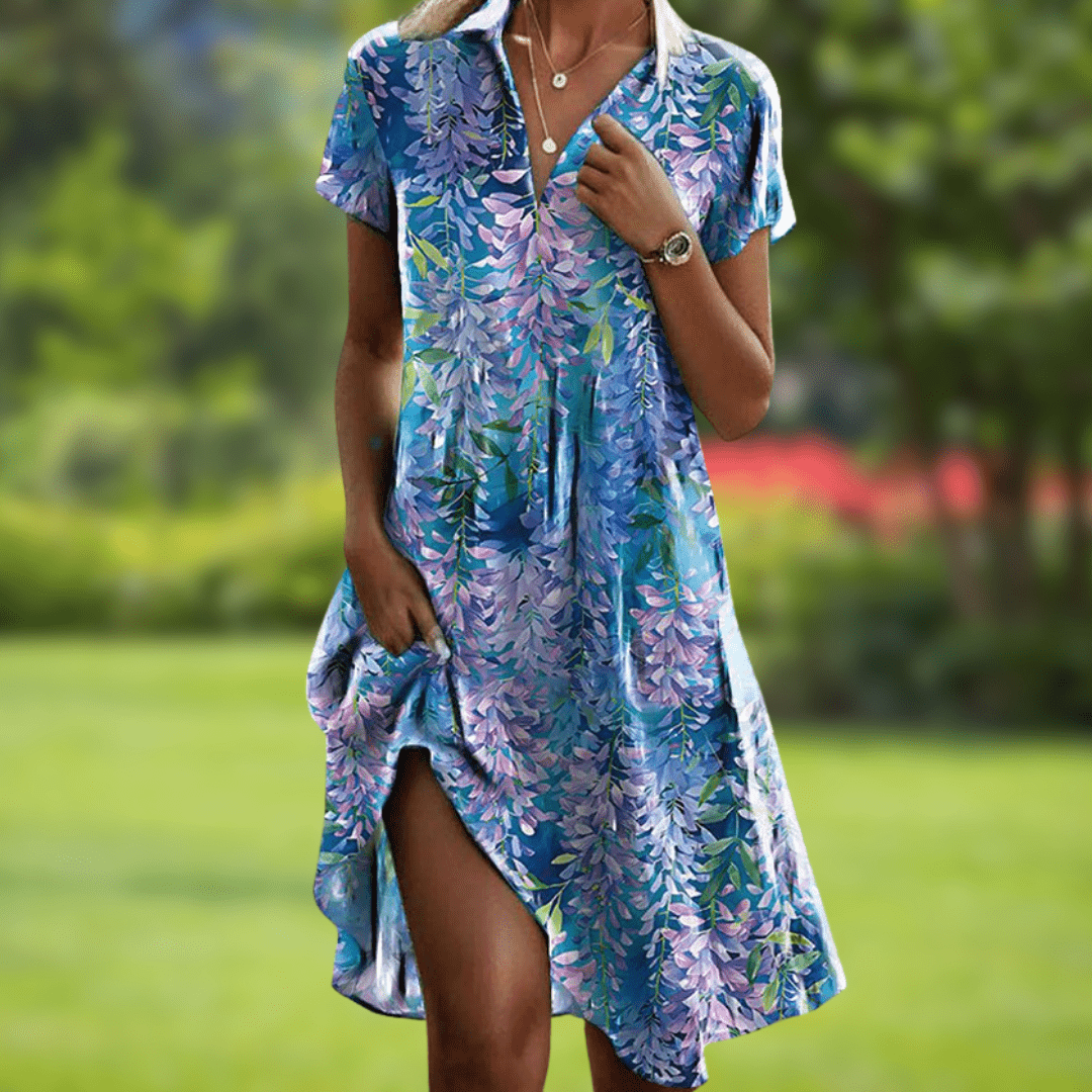 Lucille | Flowing Garden-Print Dress