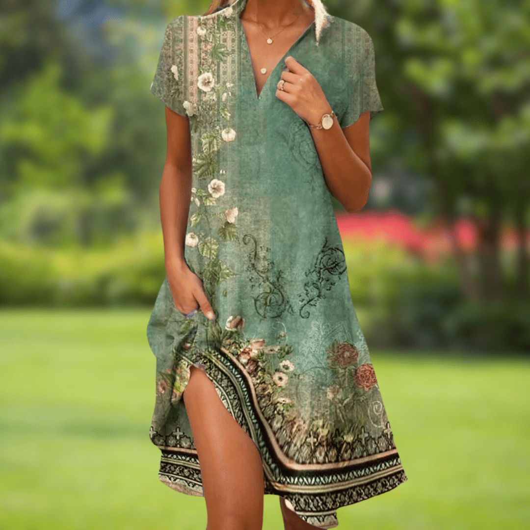 Lucille | Flowing Garden-Print Dress