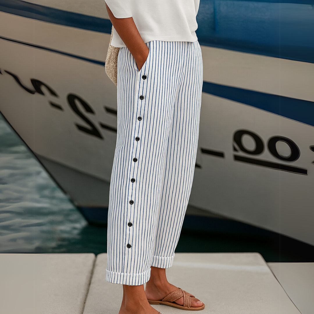 Sharon | Comfortable Striped Loose Fit Summer Trousers