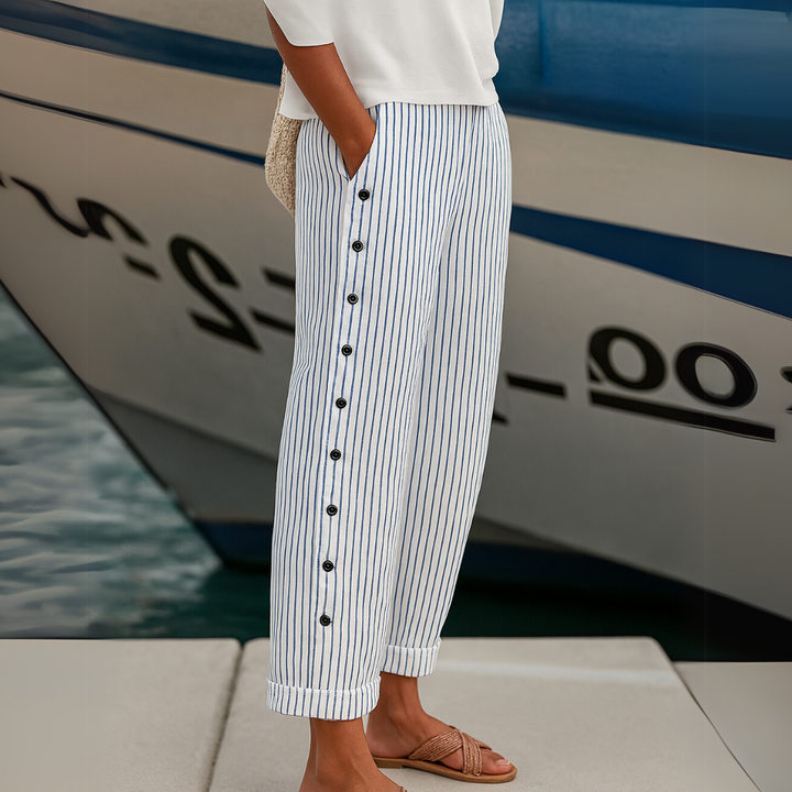 Sharon | Comfortable Striped Loose Fit Summer Trousers