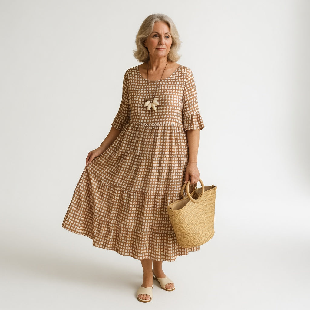 Noémie™ — Elegant Natural Flowing Midi Dress