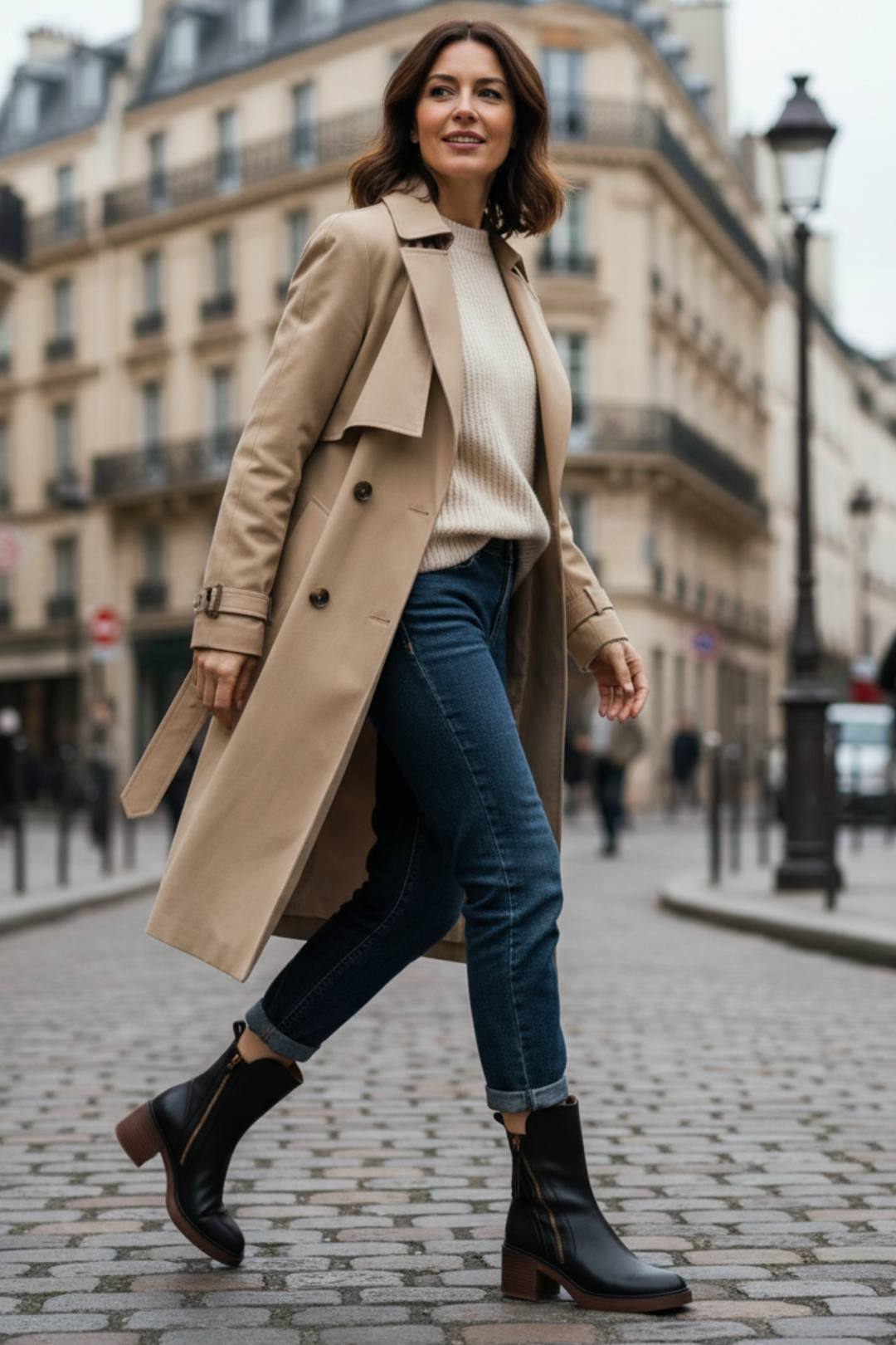 Valorine™ | Black leather boot with a comfortable heel, elegant and timeless.