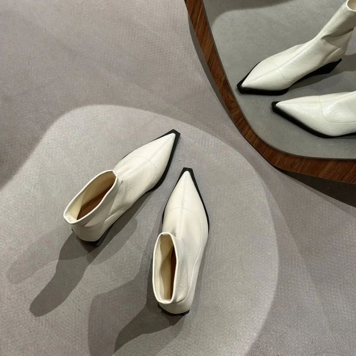 Women's Ankle Boots - Pointed Toe and Block Heel