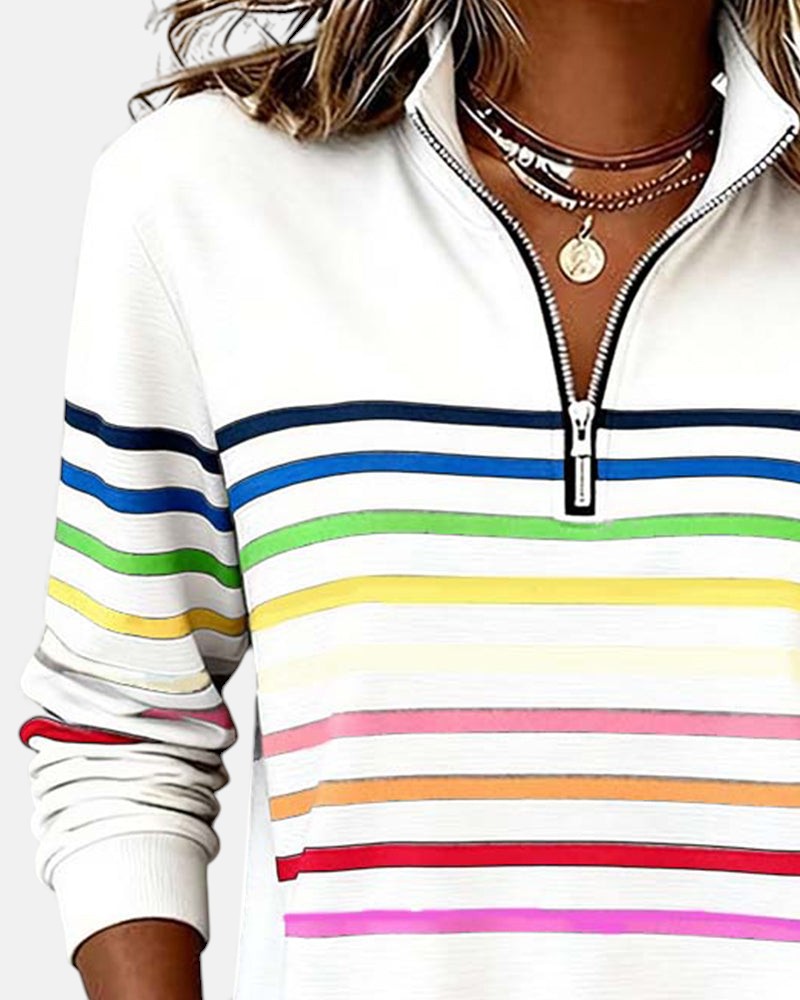 Ariella | Striped Zip Hoodie