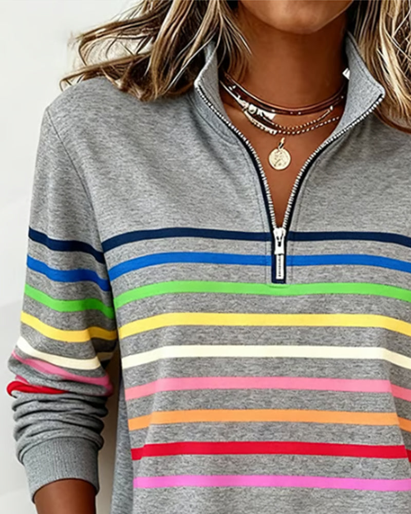 Marie | Color-Accent Zip Sweater