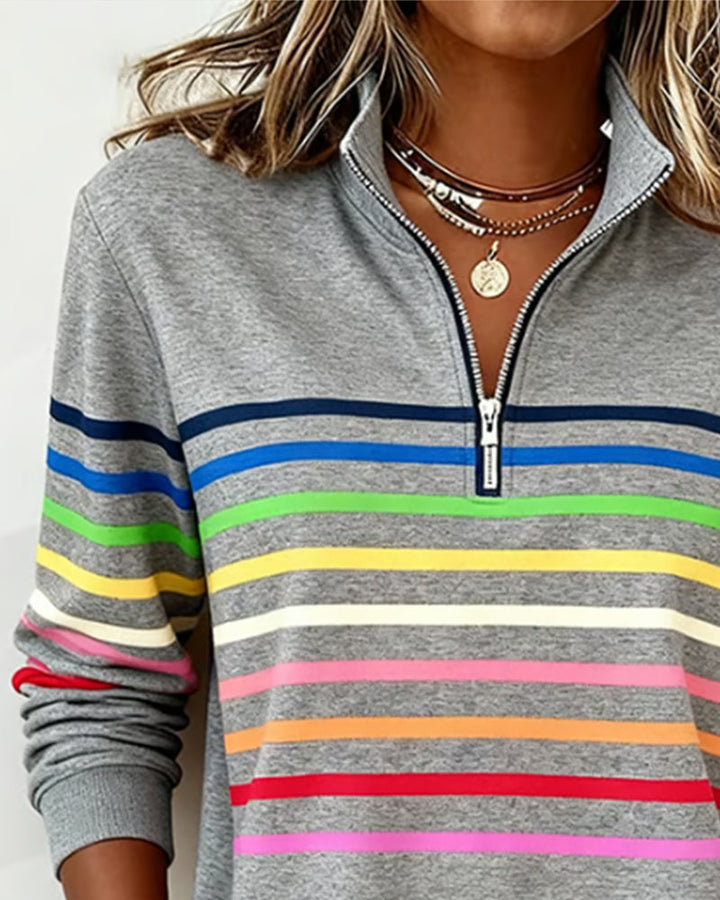 Marie | Color-Accent Zip Sweater