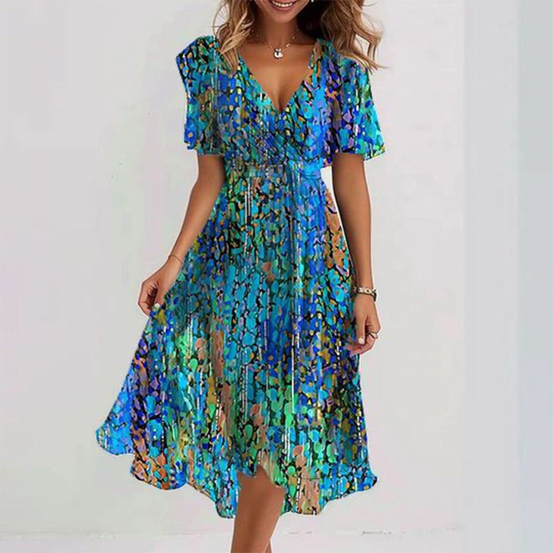 Lucinda | Flowing Watercolour Midi Dress