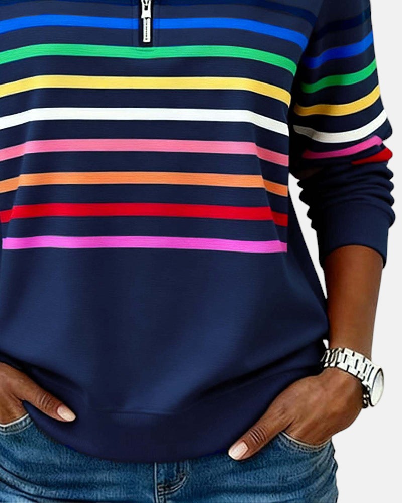 Ariella | Striped Zip Hoodie