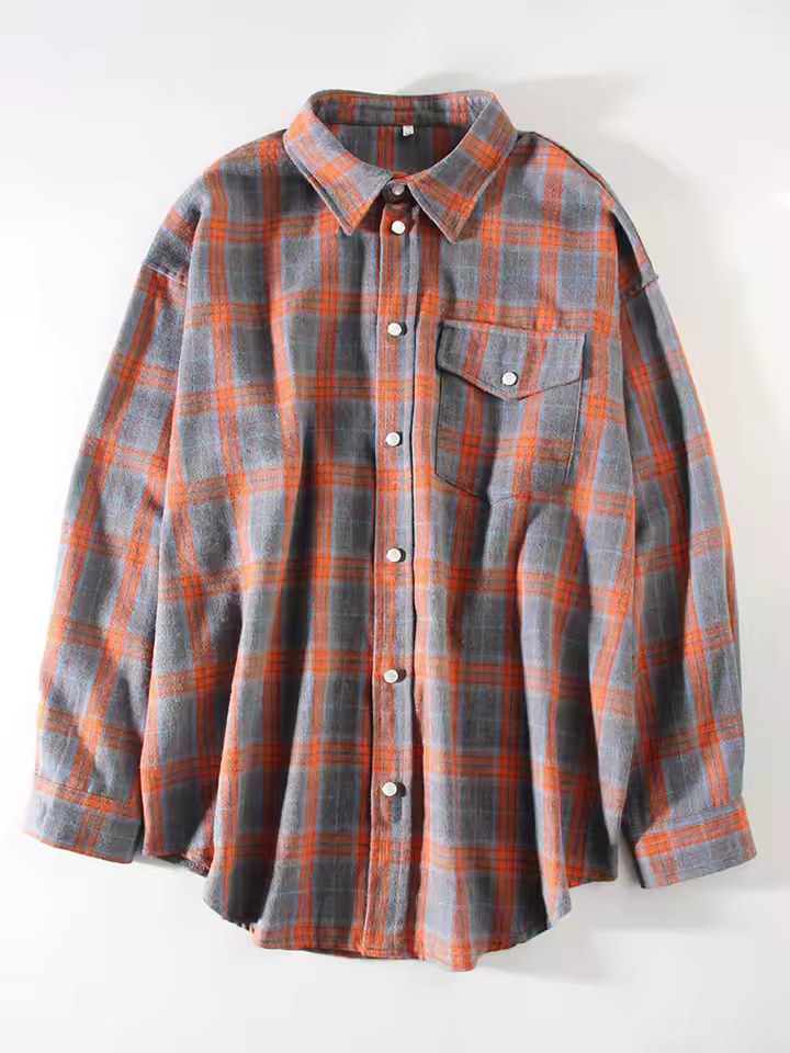 LEANDRA™|OVERSIZED VINTAGE CHECKED SHIRT