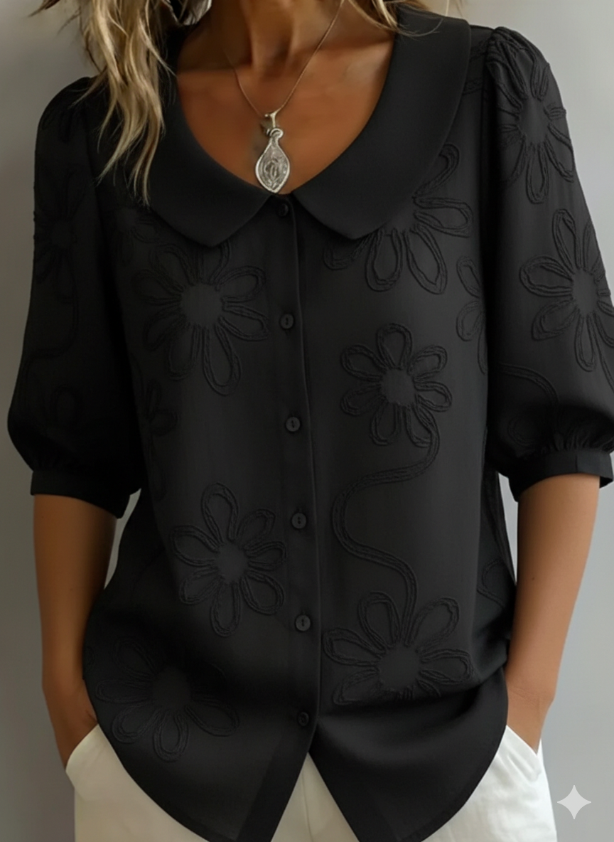 LORETTA | Women's Elegant Floral Lightweight Blouse — Flowy Fit