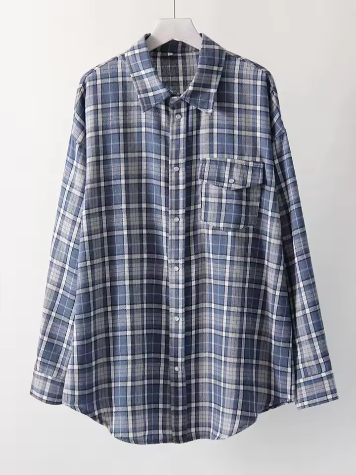 LEANDRA™|OVERSIZED VINTAGE CHECKED SHIRT