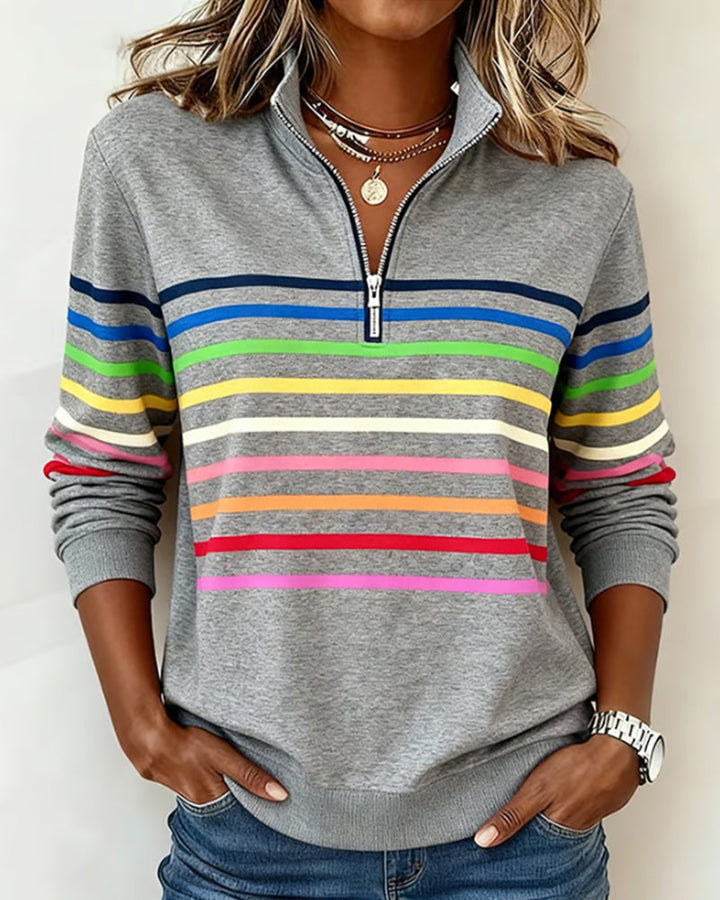 Marie | Color-Accent Zip Sweater