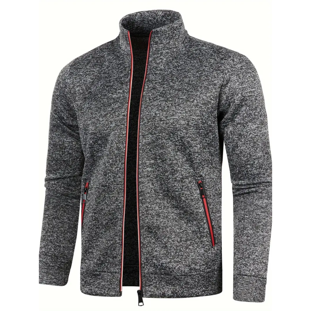 Jonas | Men's Sweat Jacket Stand-up Collar Full Zip Melange