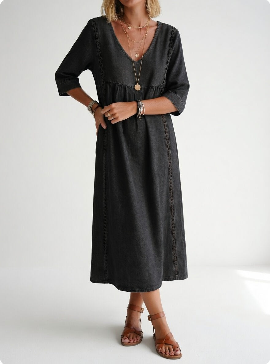 Lioréa™ — Elegant Relaxed Midi Dress
