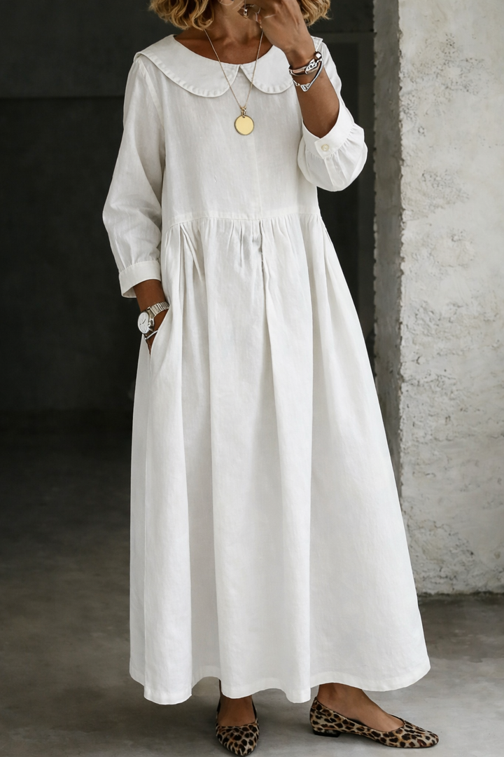 Clara Denim Dress with Peter Pan Collar