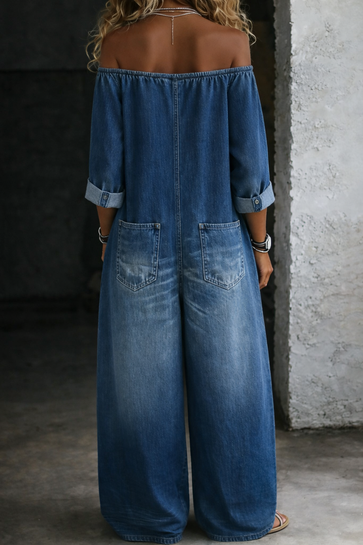Elena | Long Sleeve Jumpsuit with Off-the-Shoulder Design