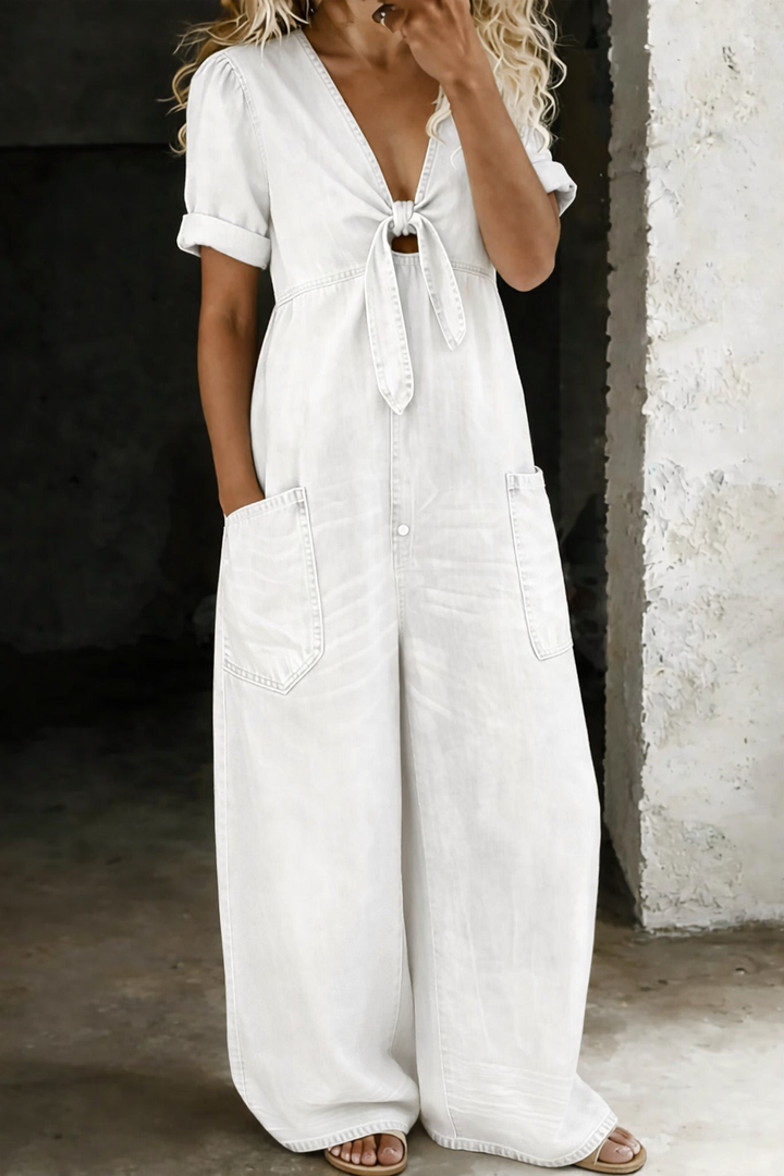 Maya Short Sleeve Jumpsuit | V-neck