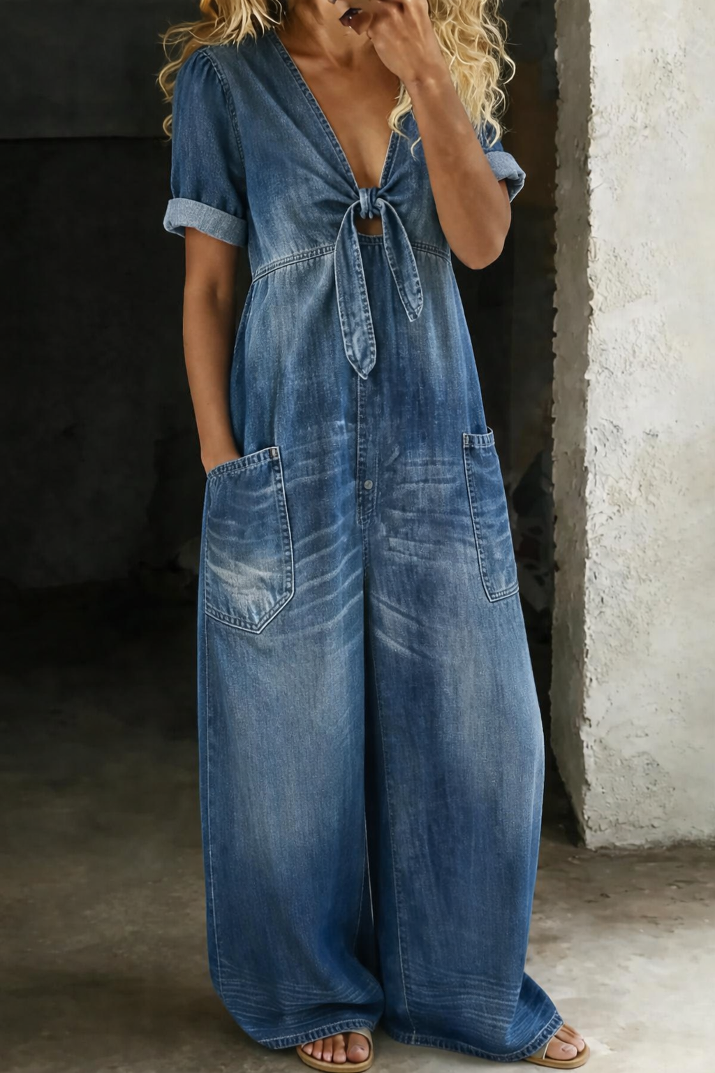 Maya Short Sleeve Jumpsuit | V-neck