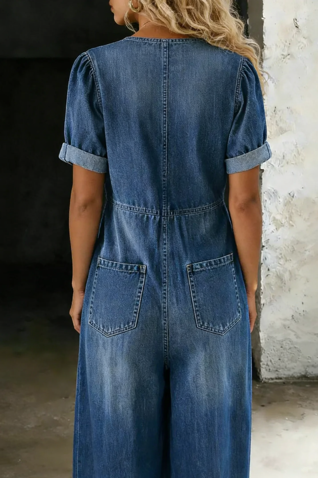 Maya Short Sleeve Jumpsuit | V-neck