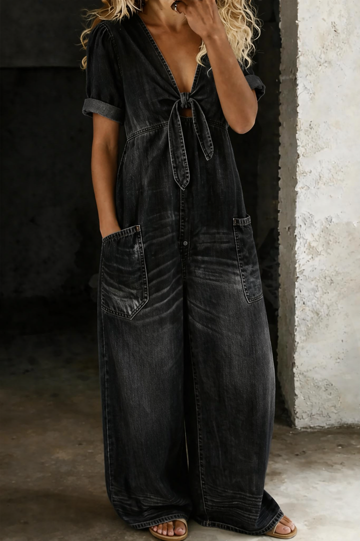 Maya Short Sleeve Jumpsuit | V-neck