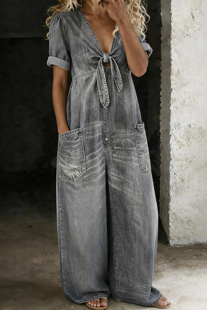 Maya Short Sleeve Jumpsuit | V-neck