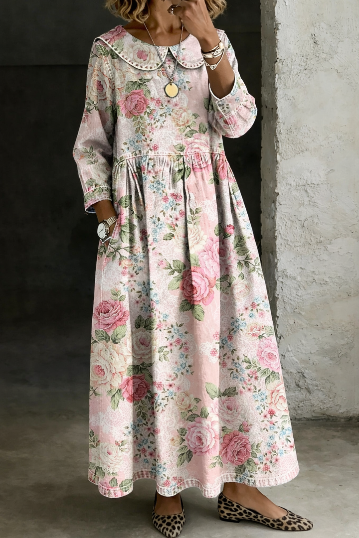 Denim Dress with Floral Collar Brooklyn |