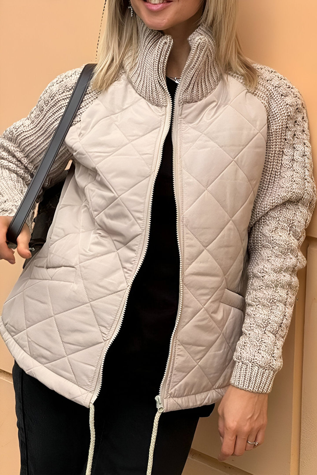 Therese | Patchwork Knit Zip Jacket