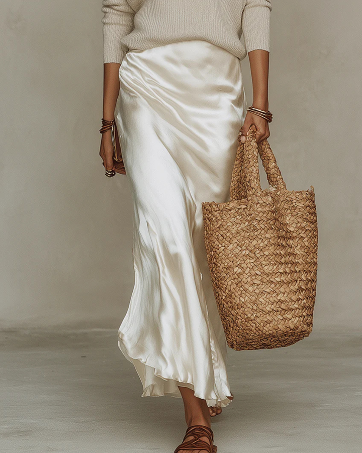 Liwia™ | Satin Midi Dress with Fitted Sweater