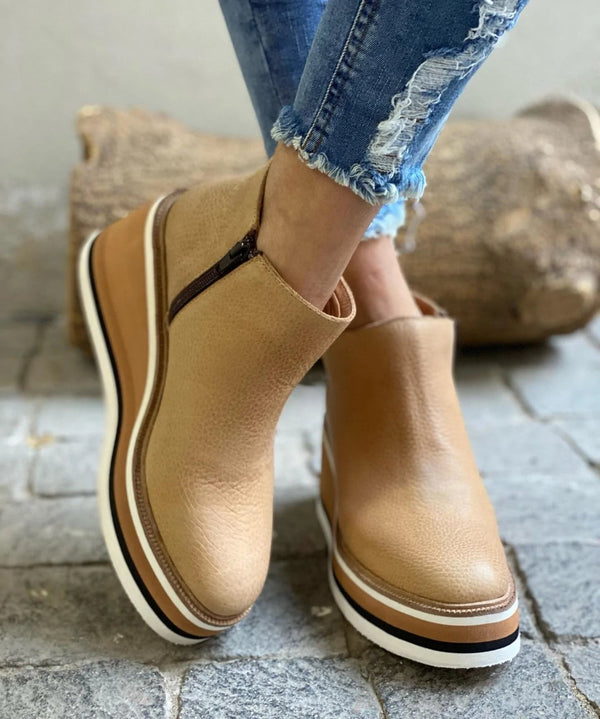 Stylish Low Ankle Boots with Side Zip for Women