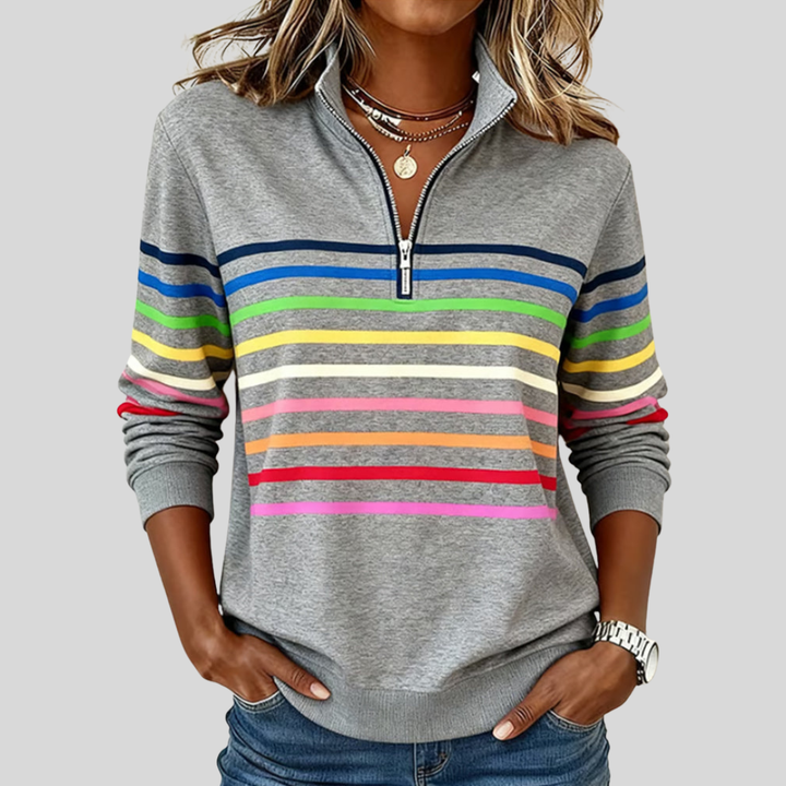 Marie | Color-Accent Zip Sweater