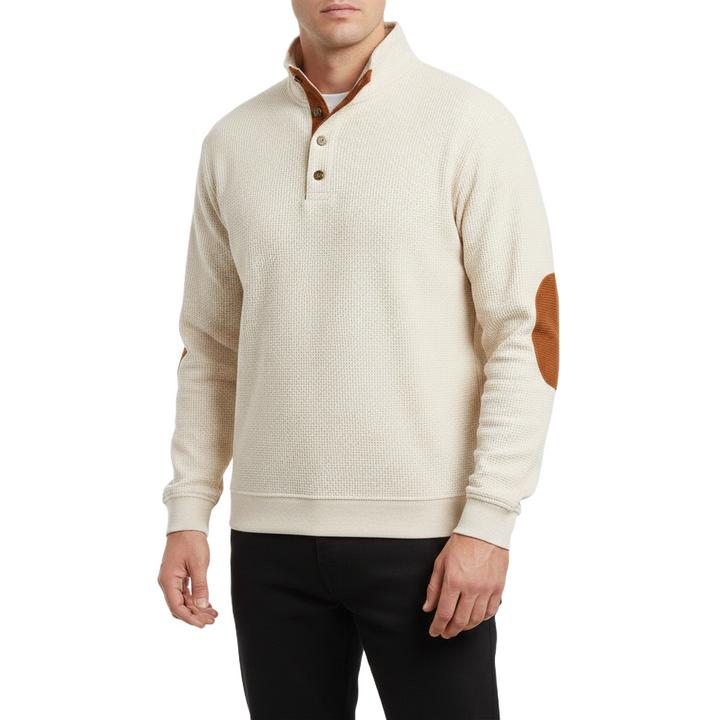 Noah - Outdoor Waffle Sweater with Stand Collar
