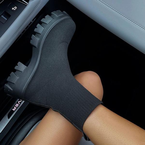 Women's Platform Ankle Boots - Comfortable Stretchy Fit