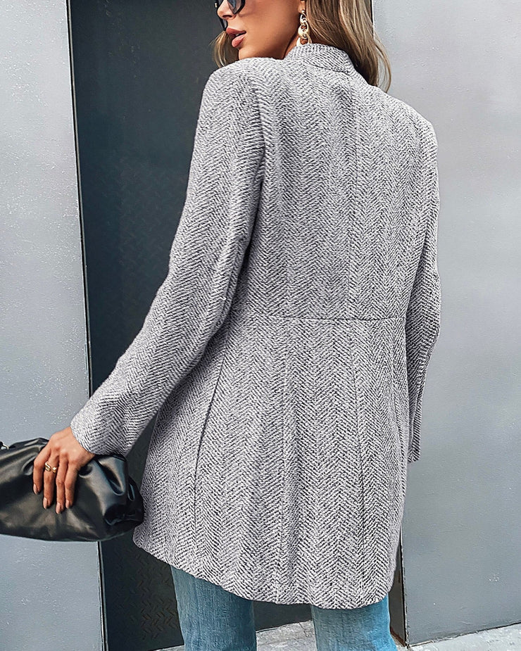 Olivette - Long blazer with open front and pockets for women