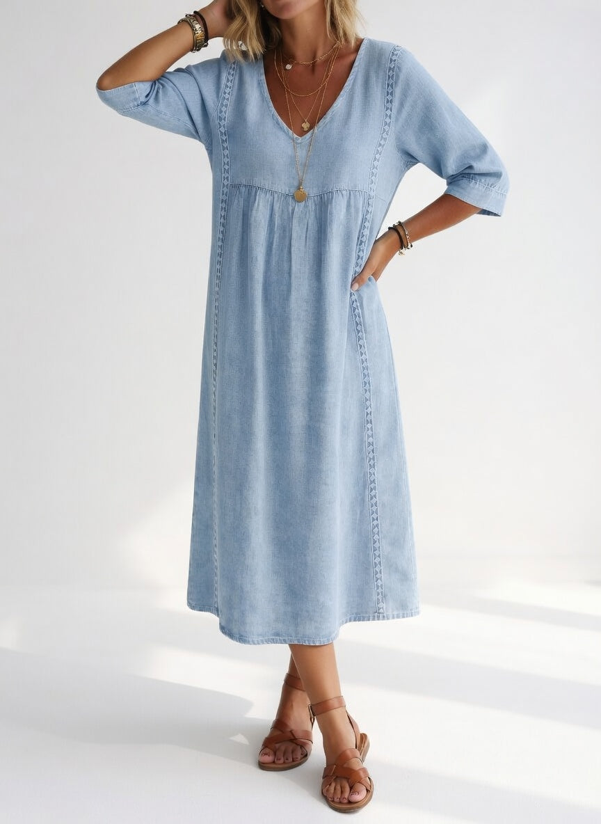 Lioréa™ — Elegant Relaxed Midi Dress