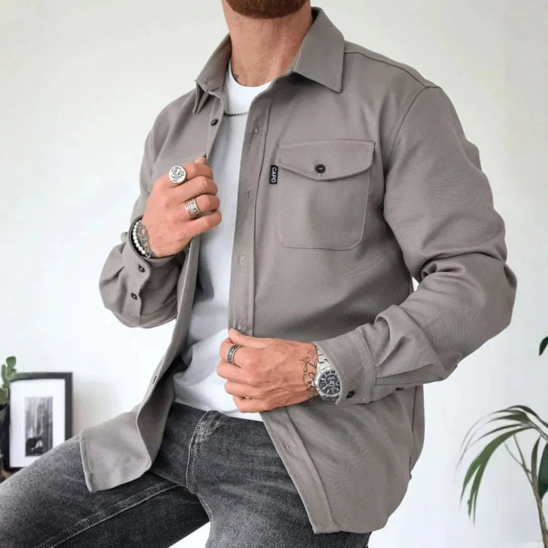 Men’s Long-Sleeve Button-Up Overshirt